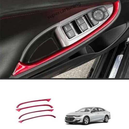 Painted Red Interior Door Armrest Panel Trim for Chevrolet Malibu 2016-2023 4PCS