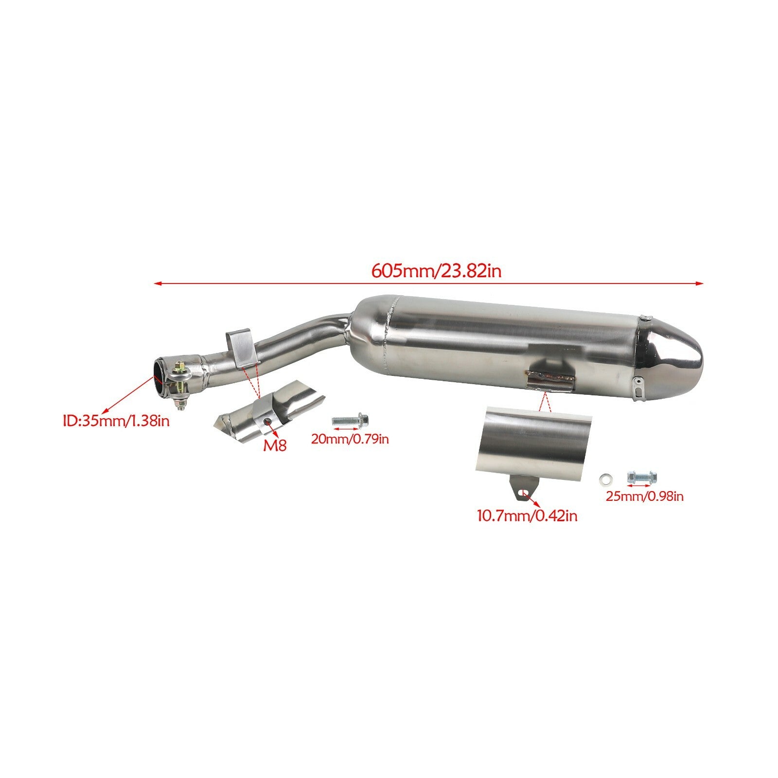 Motorcycle exhaust muffler, vertical engine, 150cc, 200cc, 250cc, Apollo off-road racing
