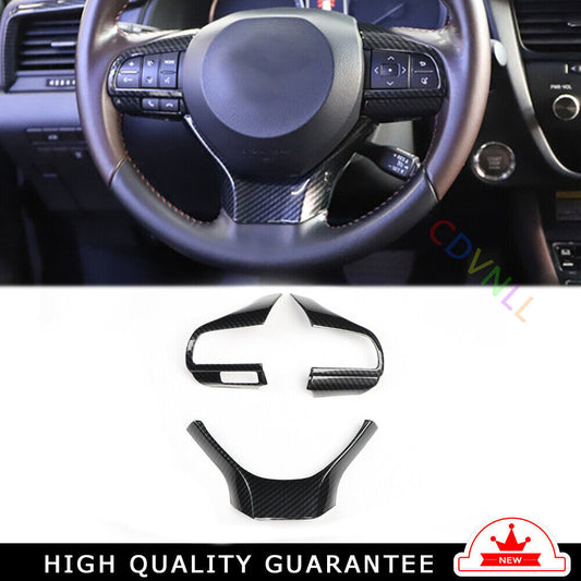 Steering Wheel Button Frame Trim 3PCS Fit for Lexus RX 16-20 Black Carbon Fiber