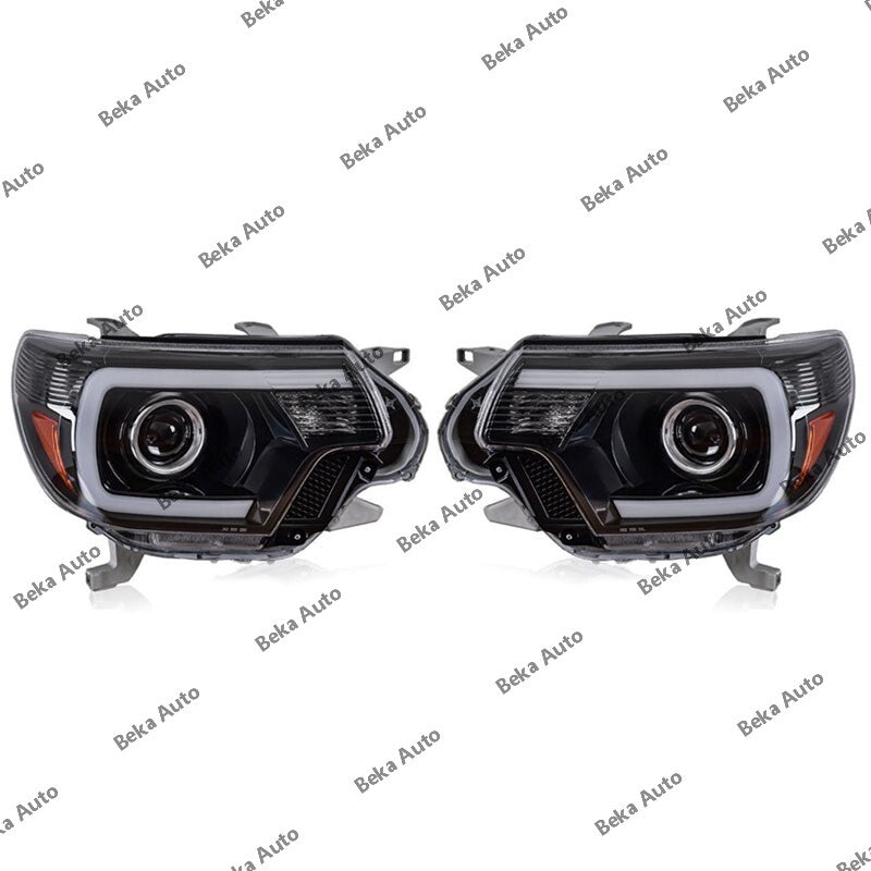 One pair of black LED C-bar headlights suitable for 2012-2015 for Toyota Tacoma models.
