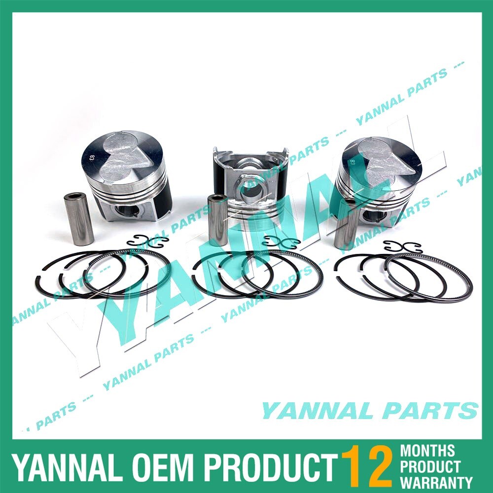 3-piece piston with piston rings + 0.5 mm for Kubota D1503IDI engine (oversized)
