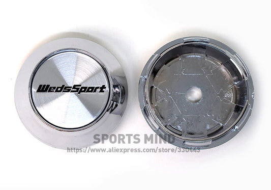 4-Piece Set of 68mm WedsSport Silver Chrome Wheel Center Caps, Hub Caps, Badges, Decals, Badges