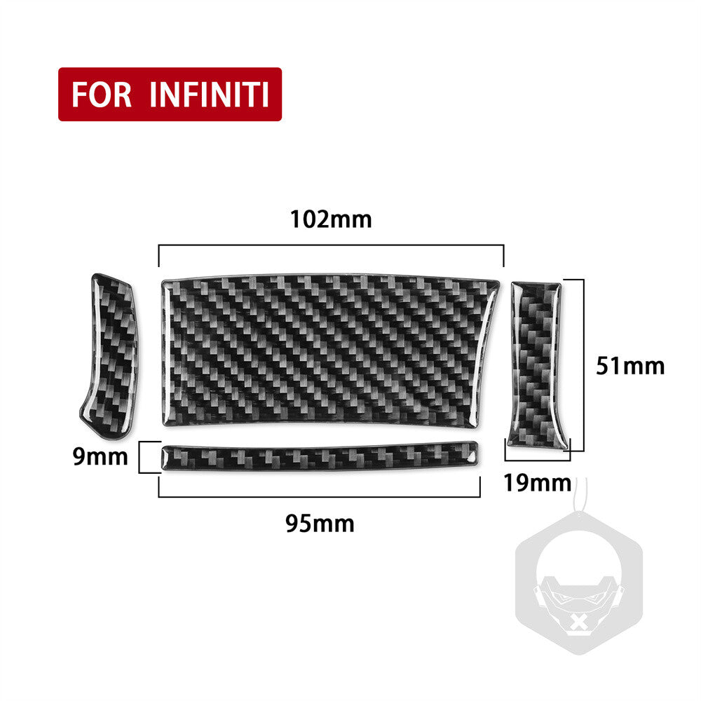Carbon Fiber Steering Wheel Button Left Side Panel Trim for Infiniti G37 2010-13