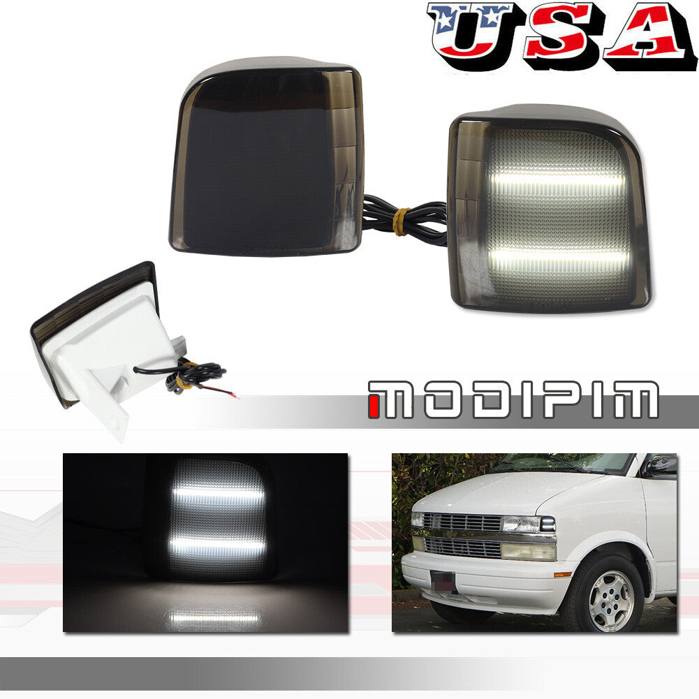 Suitable for Chevrolet Astro corner lights 1995-2005, driver and passenger side, smoked white.