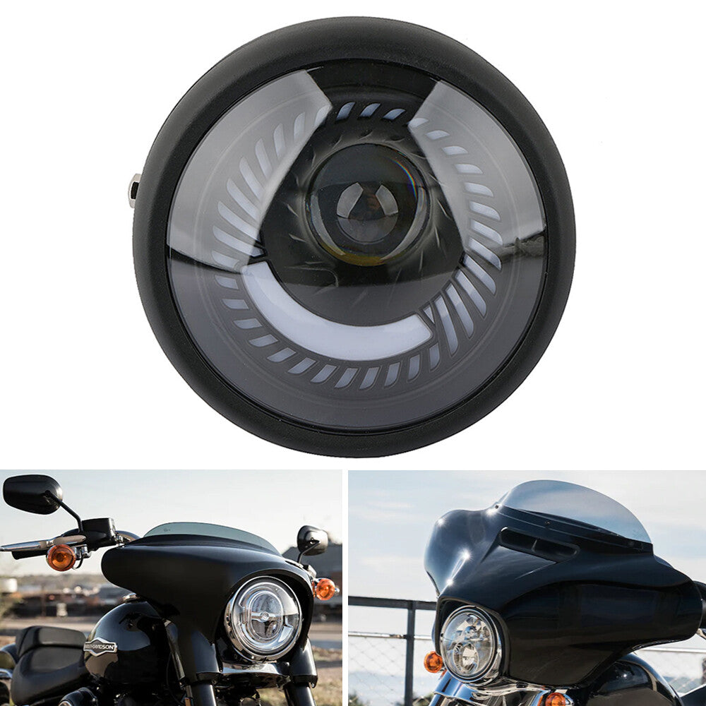 Motorcycle 6.5-inch front light and turn signals + Mounting suitable for Cafe Racer Bobber