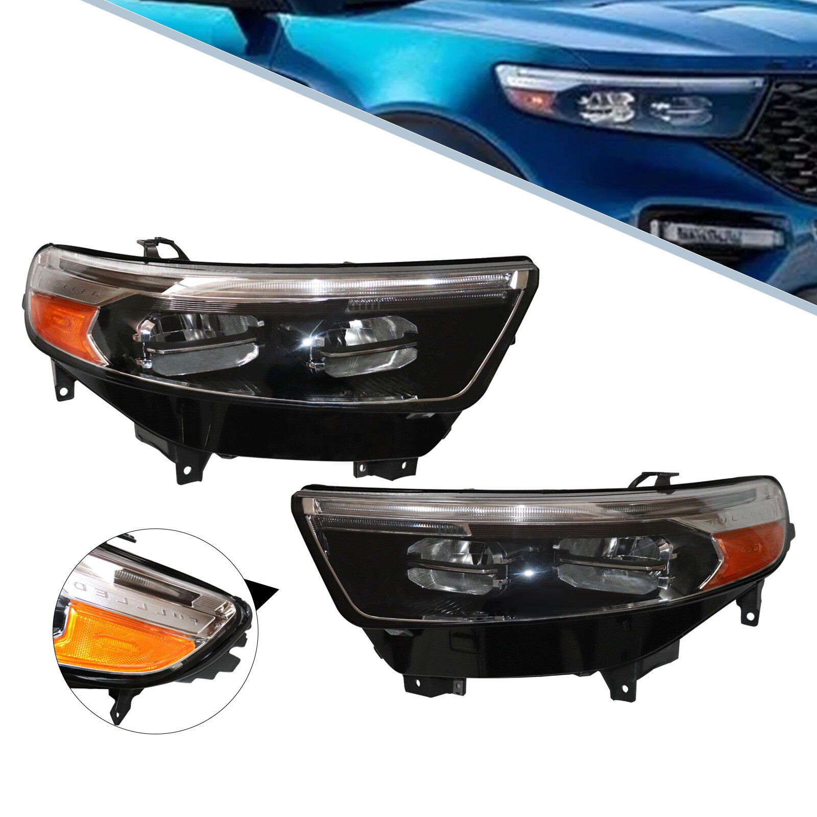For 2020-2022 for Ford Explorer Left+Right FULL LED Factory Headlights Headlamps New