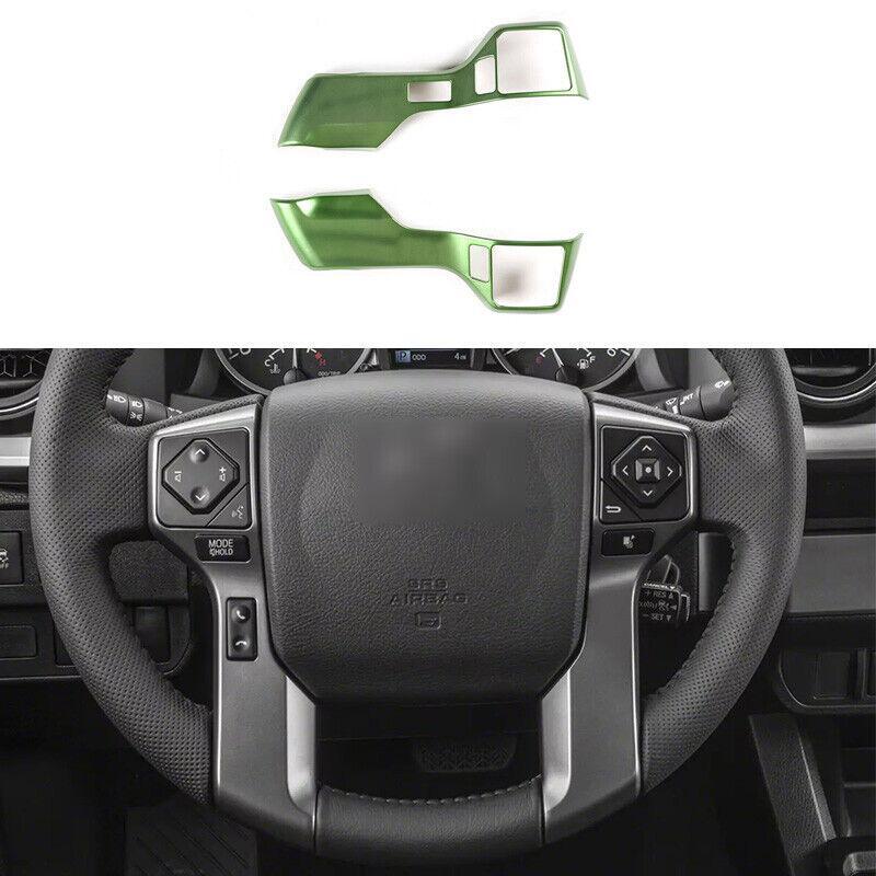 Green Painted Steering Wheel Button Frame Trim 2pcs for Toyota Tacoma 2016-2021