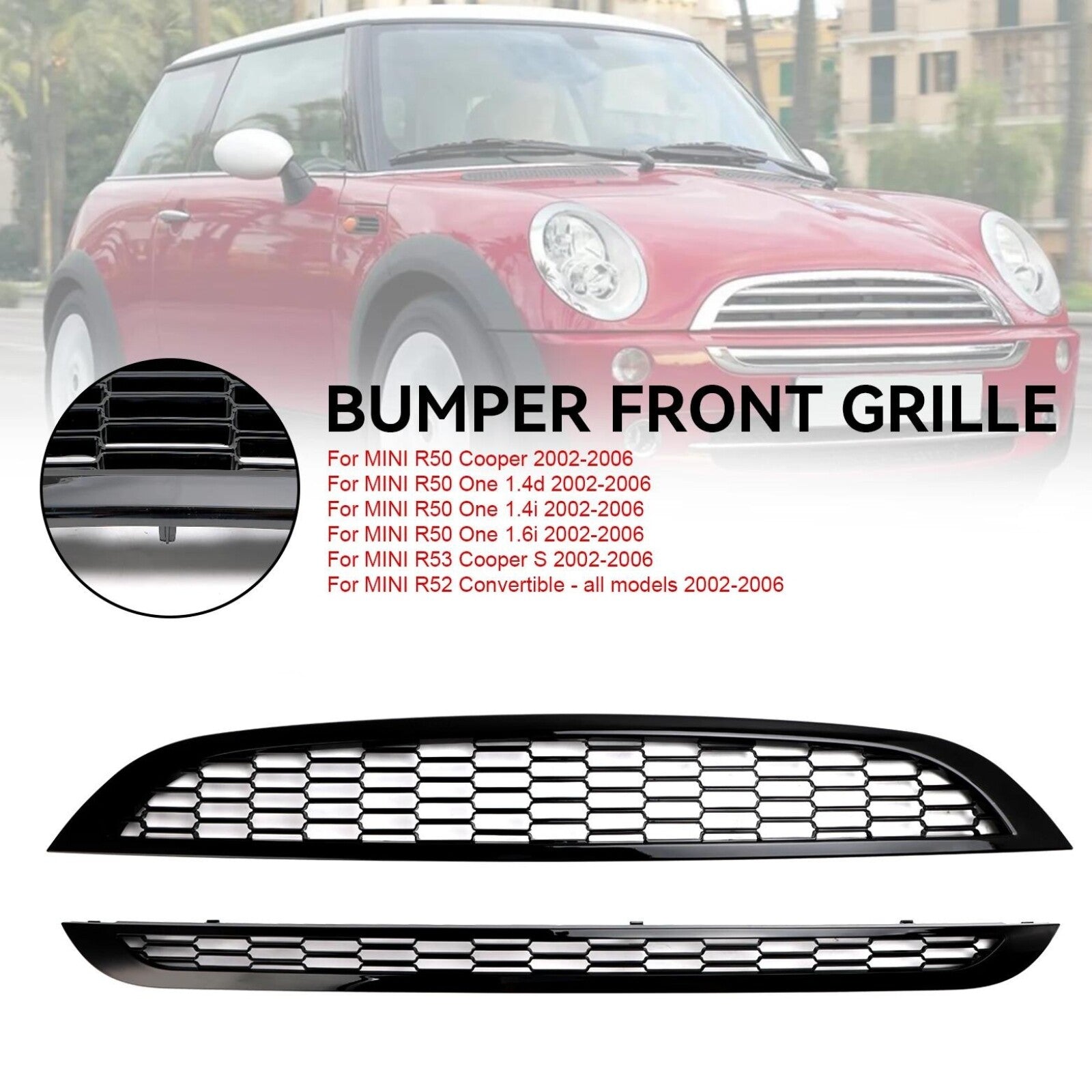 Honeycomb Mesh Front Bumper Racing BBQ Grill Set for Mini Cooper R50 R52 R53 (2002-06-)