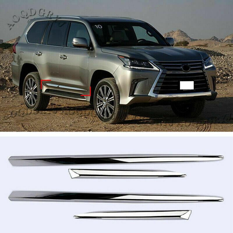4P For 2016 2017-2021 for LEXUS LX570 Chrome Side Door Body Molding Panel Strip Trim