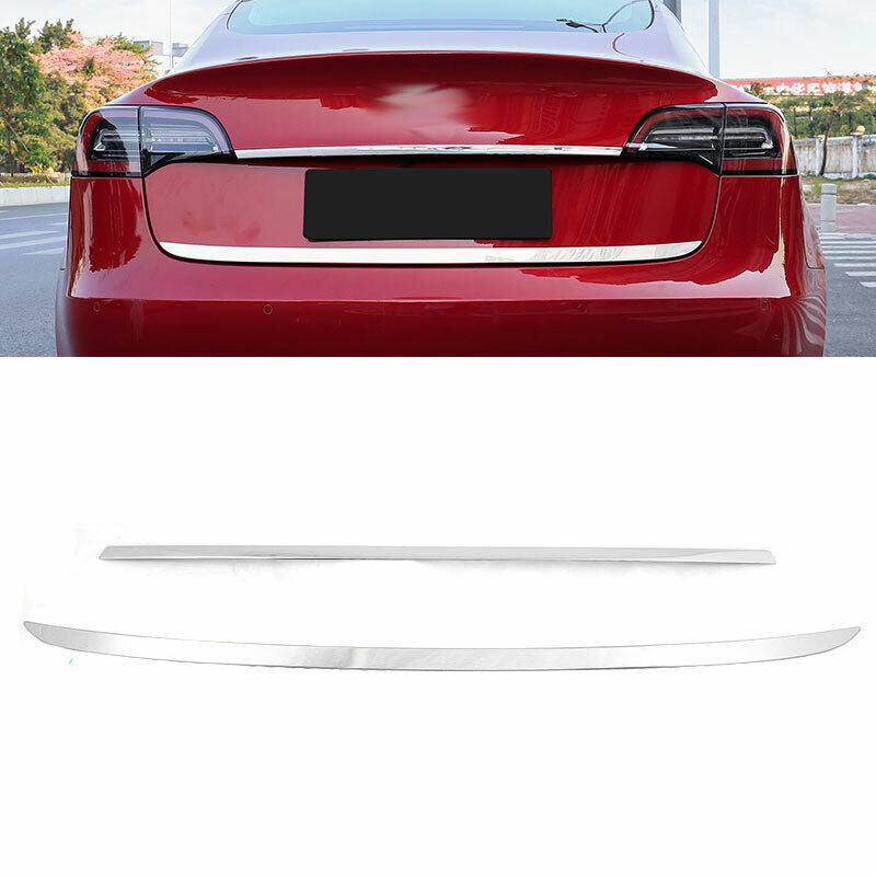 Stainless Rear Door Trunk Lid Tailgate Strip Trim 2x for Tesla Model 3 2017-2022
