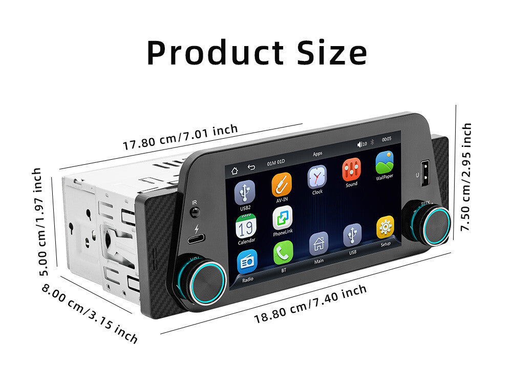 Single Din Car Stereo Radio For Apple Carplay Android Auto Bluetooth MP5 Player