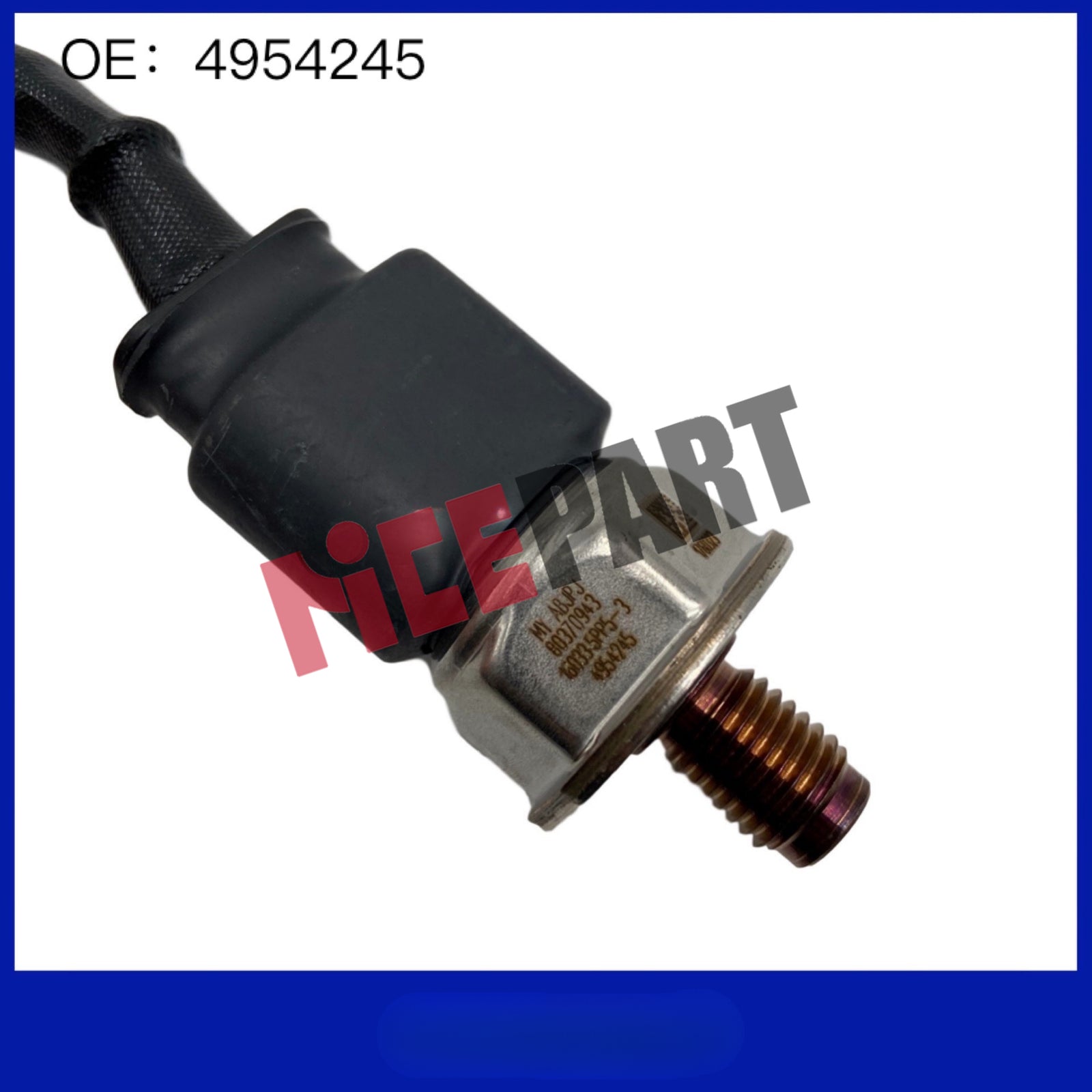 4954245 Diesel fuel rail pressure sensor compatible with ISC ISL 6.7L and 8.9L liters.