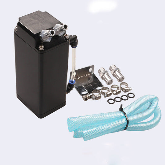 Oil Catch Can Square Shape Reservoir with Breather Filter 500ML Aluminum Black