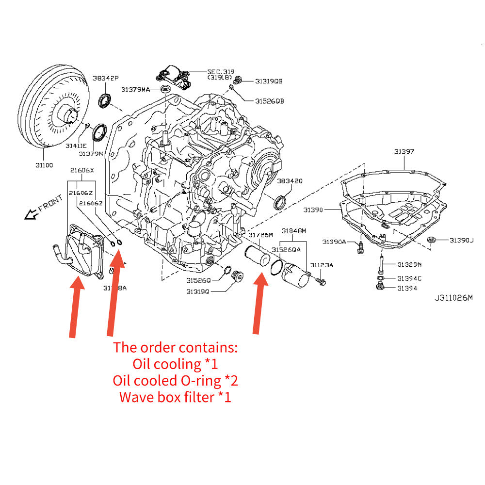 The new RE0F11A JF015E Trans oil cooler from Assy is suitable for Nissan Sentra 1.8L 21606-3JX0A