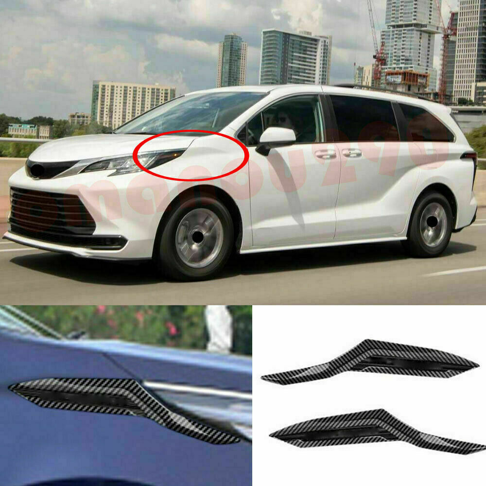 2Pcs for Toyota for Sienna 2021-2022 Carbon Fiber Front Fender Vent Panel Cover Trim