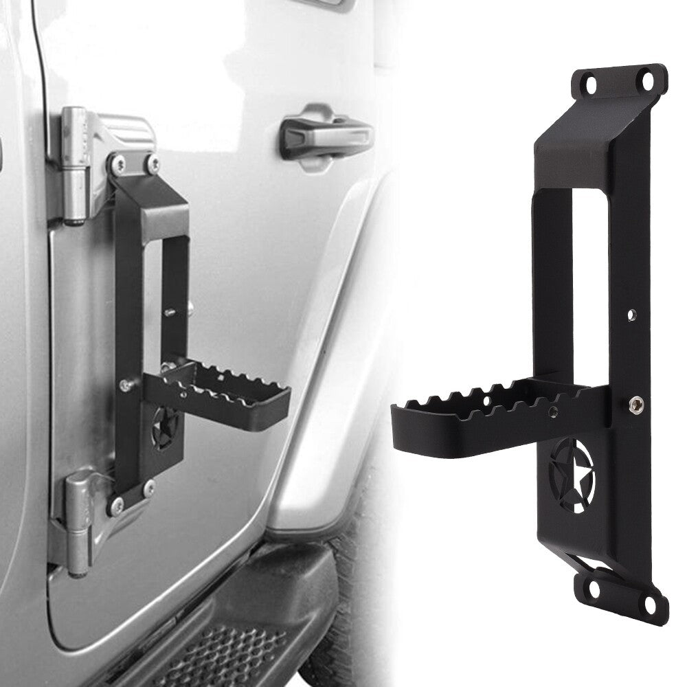 Auto Car Door Hinge Steps Metal Folding Foot Pedal to Rooftop Iron Black