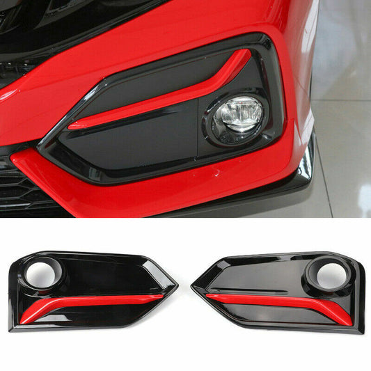 for Honda for Civic Hatchback 2016-2021 Black+ Red Front Fog Light Lamp Frame Cover