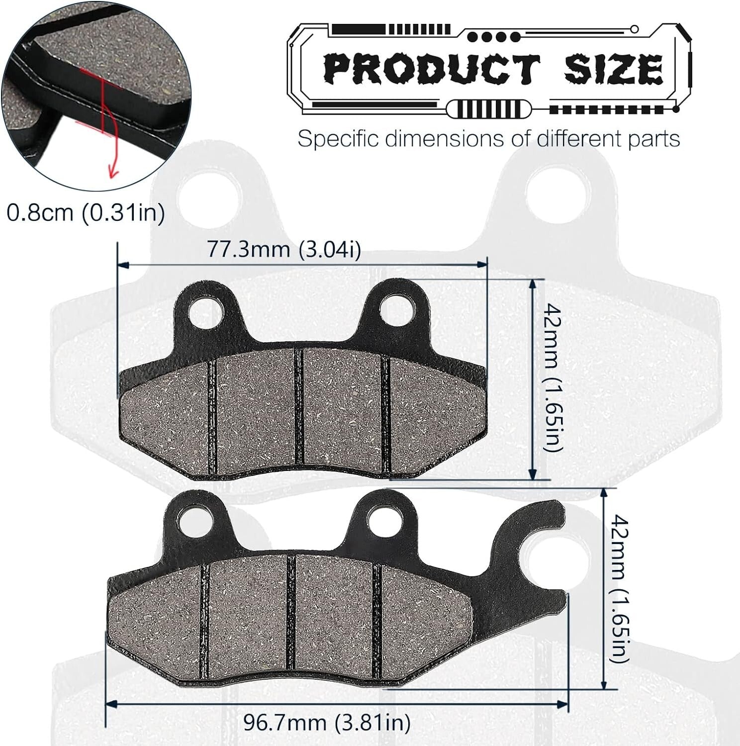 Front Rear Brake Pads for Kawasaki Bayou 300 400 Mule Pro 820 1000 2015-2023