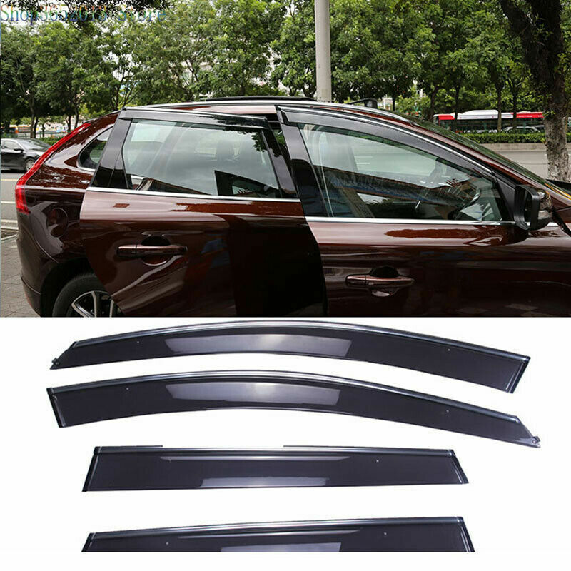 for volvo XC60 2014-2017 Car Window Visors Sun Rain Guard Deflectors W/Chrome