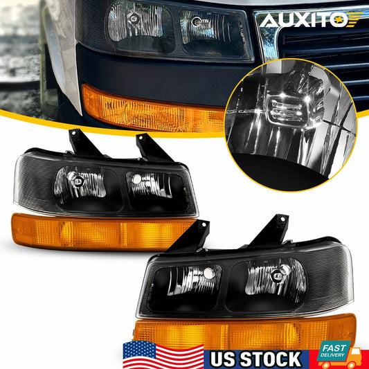 Pair Headlight Headlamp Assembly For 2003-2024 for Chevrolet Express/ for GMC Savana B