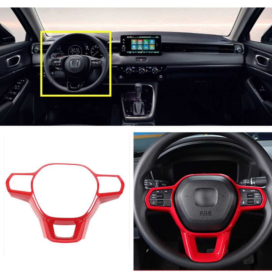 Red Inner Steering Wheel Decor Frame Cover Trim ABS for Honda HR-V HRV 2023