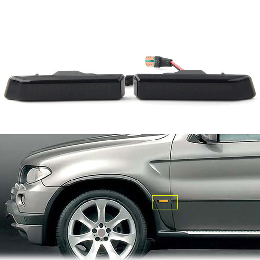Dynamic LED Side Marker Turn Signal Light Lamp for BMW E36 3-Series X5 E53 Black