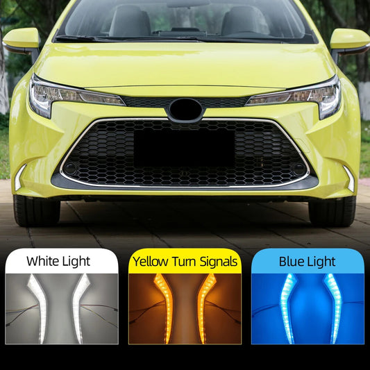 Two LED anti-collision fog lights (DRL) and daytime running lights suitable for Toyota for Corolla L, LE, and XLE (2020-22-)