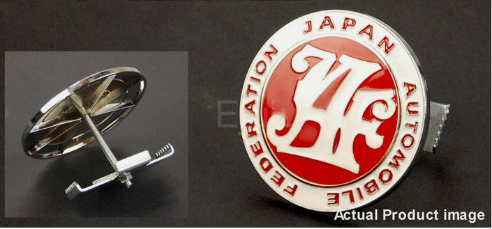 The red badge on the front of the car grille belongs to the Japan Automobile Federation and is applicable to for Subaru .