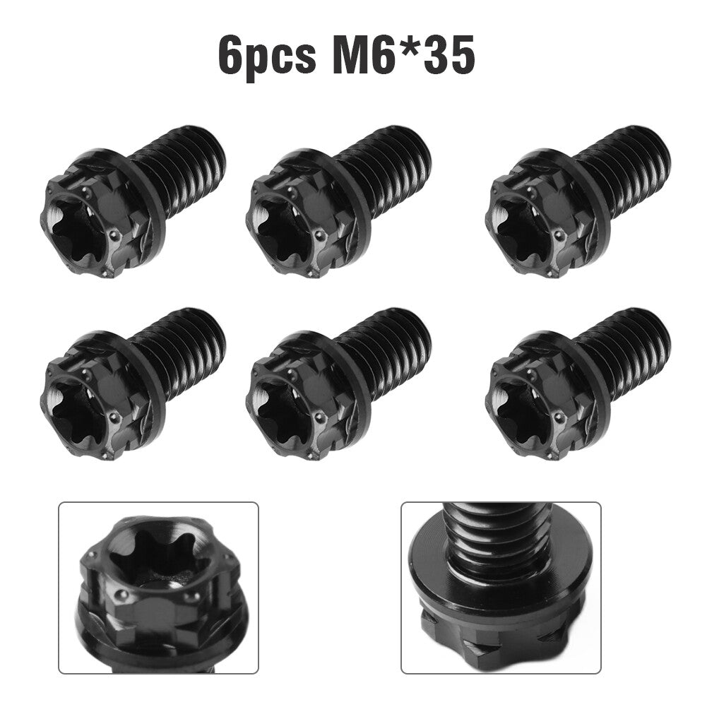 6pcs Bolts Torx Head Flange Screws M6x35mm For Motorcycle Bicycle Black