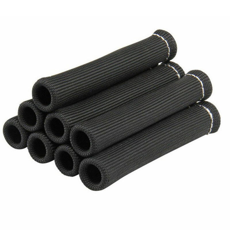 8Pcs Car Spark Plug Wire Boot Heat Shield Protector Sleeve Insulator Cover Black