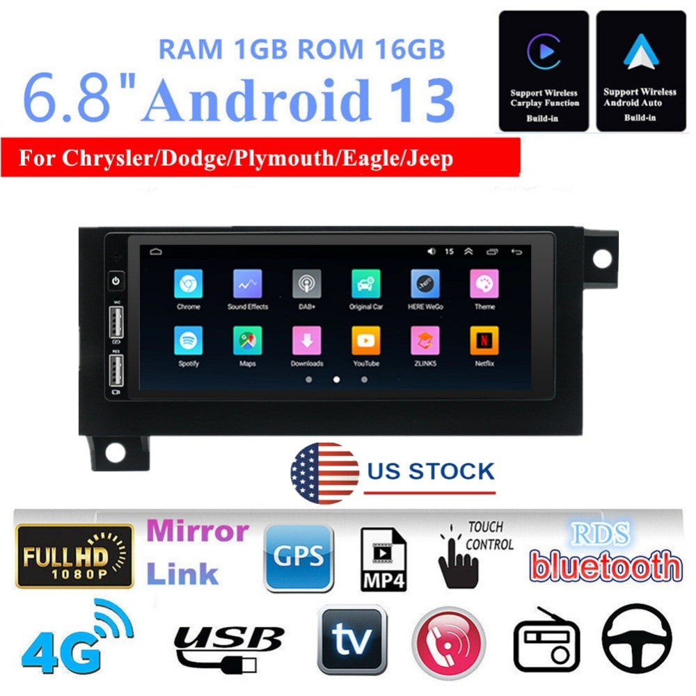 6.8For Android 13 Car Stereo Radio GPS Carplay for Chrysler / for Dodge / for Plymouth