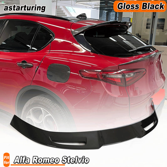 Fit for Alfa Romeo for Stelvio 2017-20 Gloss Black Rear Roof Spoiler Trunk Wing Lip