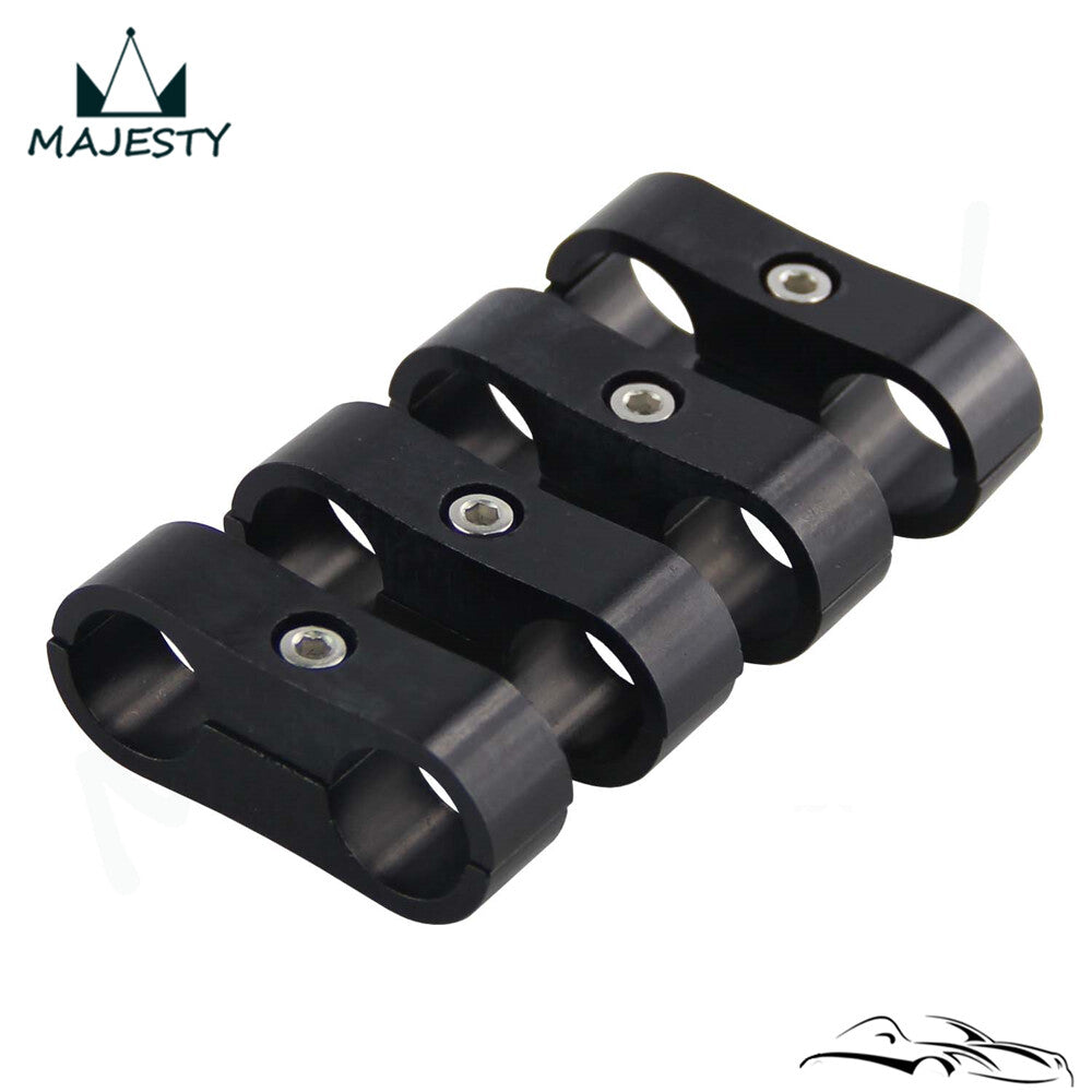 4pcs AN8 16MM 0.63 Braided Hose Separator Clamp Fitting Adapter Bracket Black