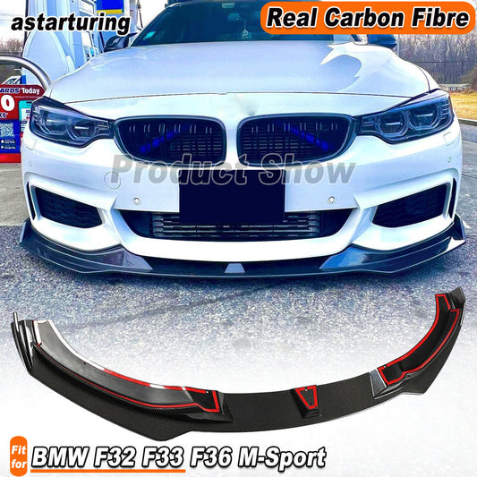 for BMW F32 F33 F36 M-Sport 2014-2019 Real Carbon Fiber Front Bumper Lip Spoiler