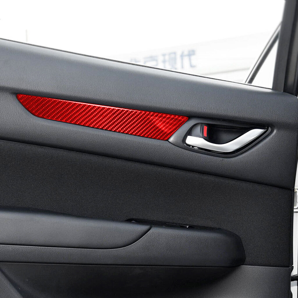 4¡ÁRed Carbon Fiber Interior Door Panel Trim for Mazda CX-5 2017-2021 Accessories