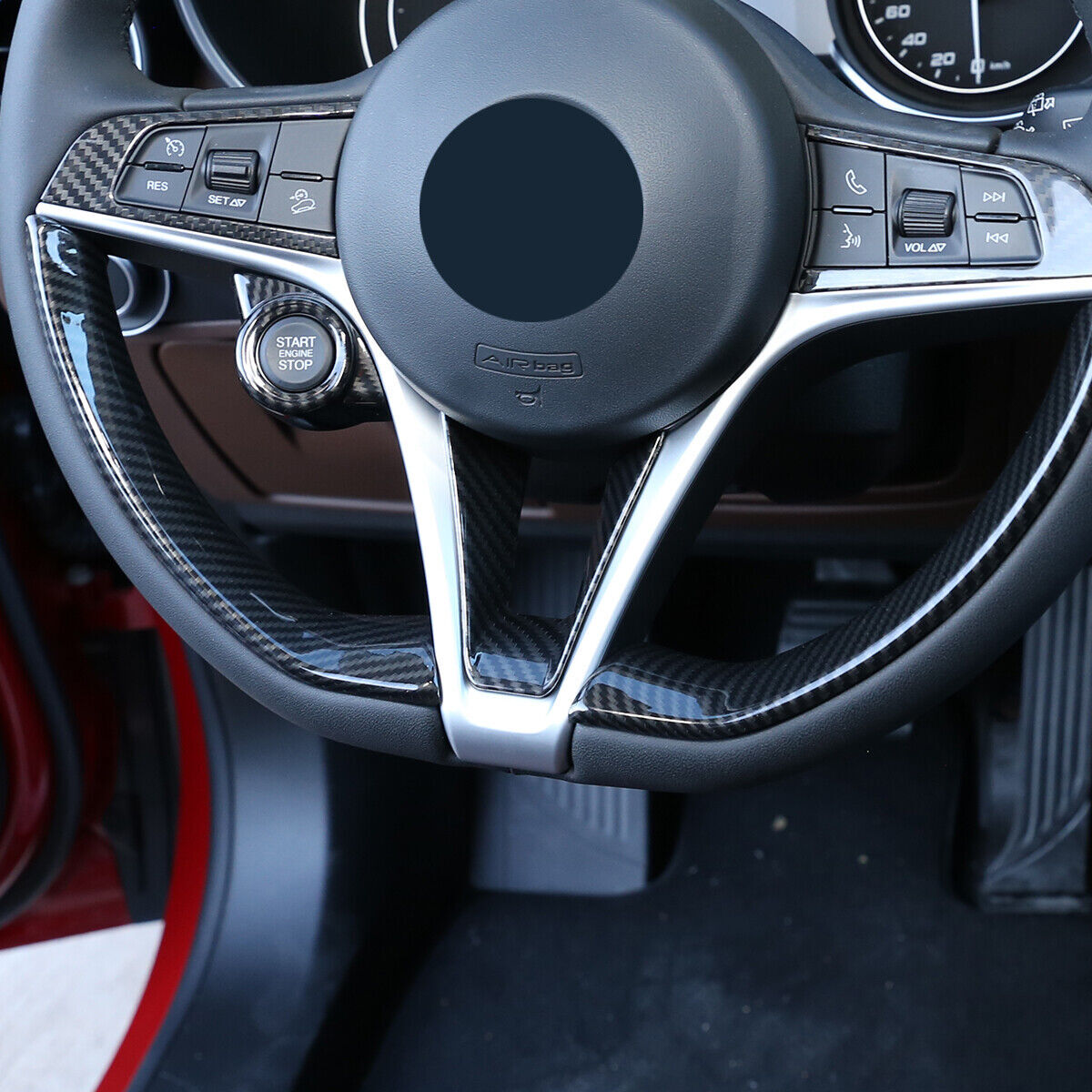 Carbon ABS Steering Wheel U-Shaped Cover for Alfa Romeo Giulia / for Stelvio 2017-19