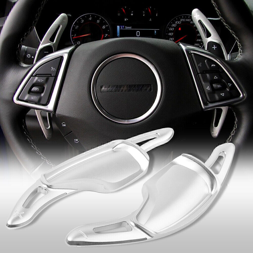 Steering Wheel Shift Paddle Shifter Extension Fit for Chevrolet Camaro 16-18 Silver