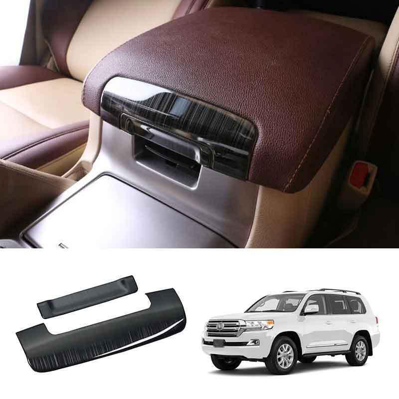 Black Titanium Console Armrest Box Cover Decor for Toyota for Land Cruiser 2008-2021