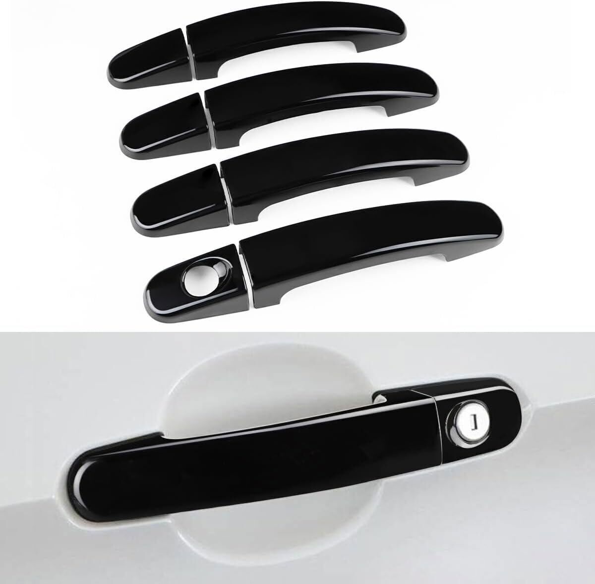 ABS for Ford 2024-25 Ranger Gloss Black Door Handle Cover Trim No for Smart Keyhole