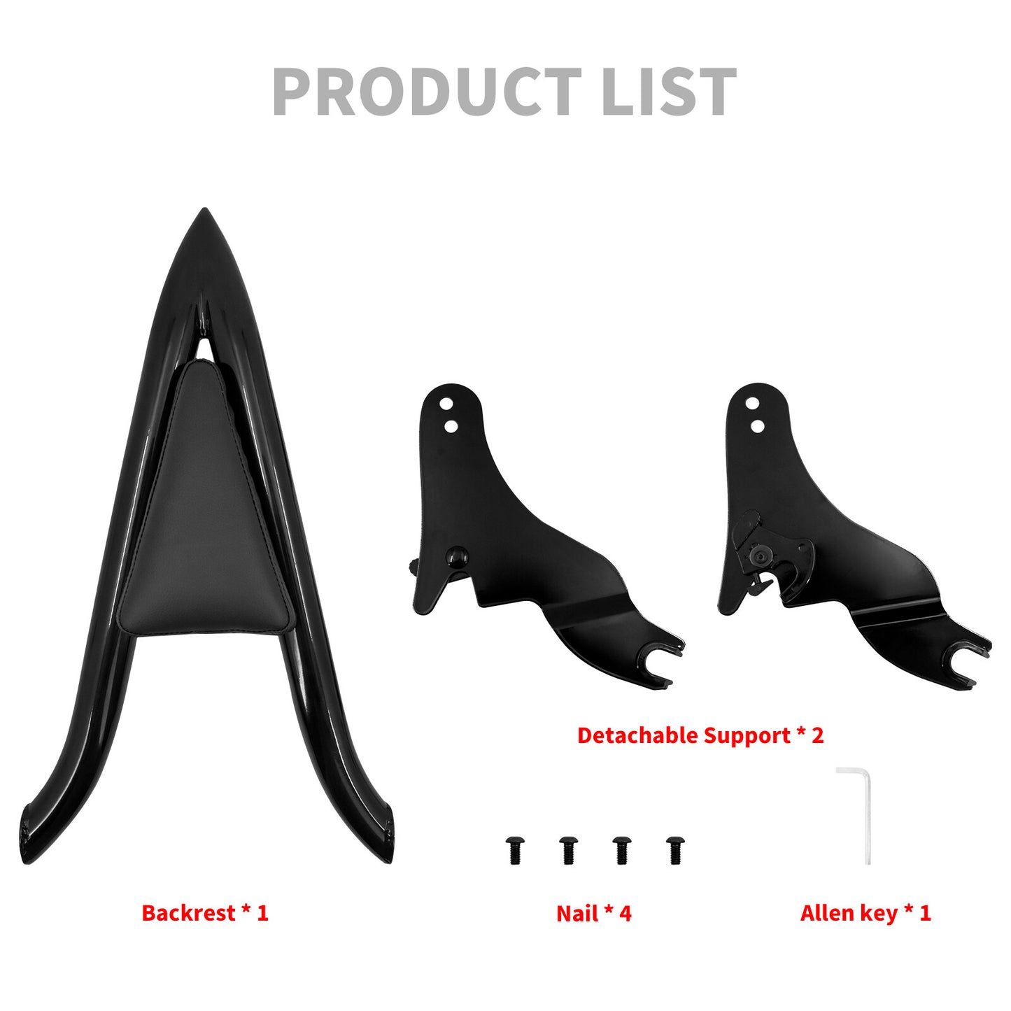 22 Black Detachable Passenger Backrest Sissy Bar for Harley Electra Glide 09-23