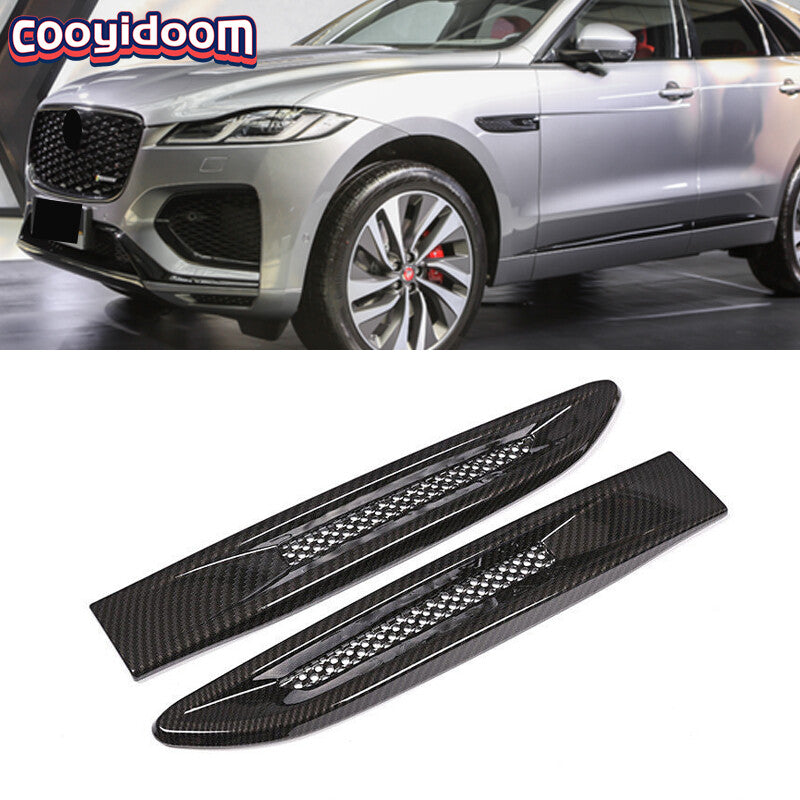 Pair for Jaguar XE F-Pace Carbon stripe Side Fender Air Vent Outlet Grille Trim