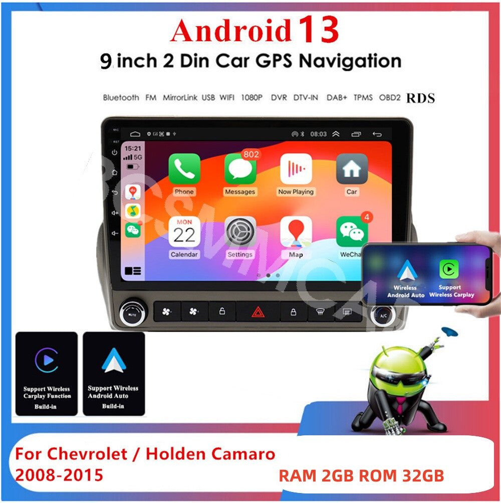 Android 13 Car Radio Stereo GPS Navi 2+32G Fit for Chevrolet Camaro 2008-2015
