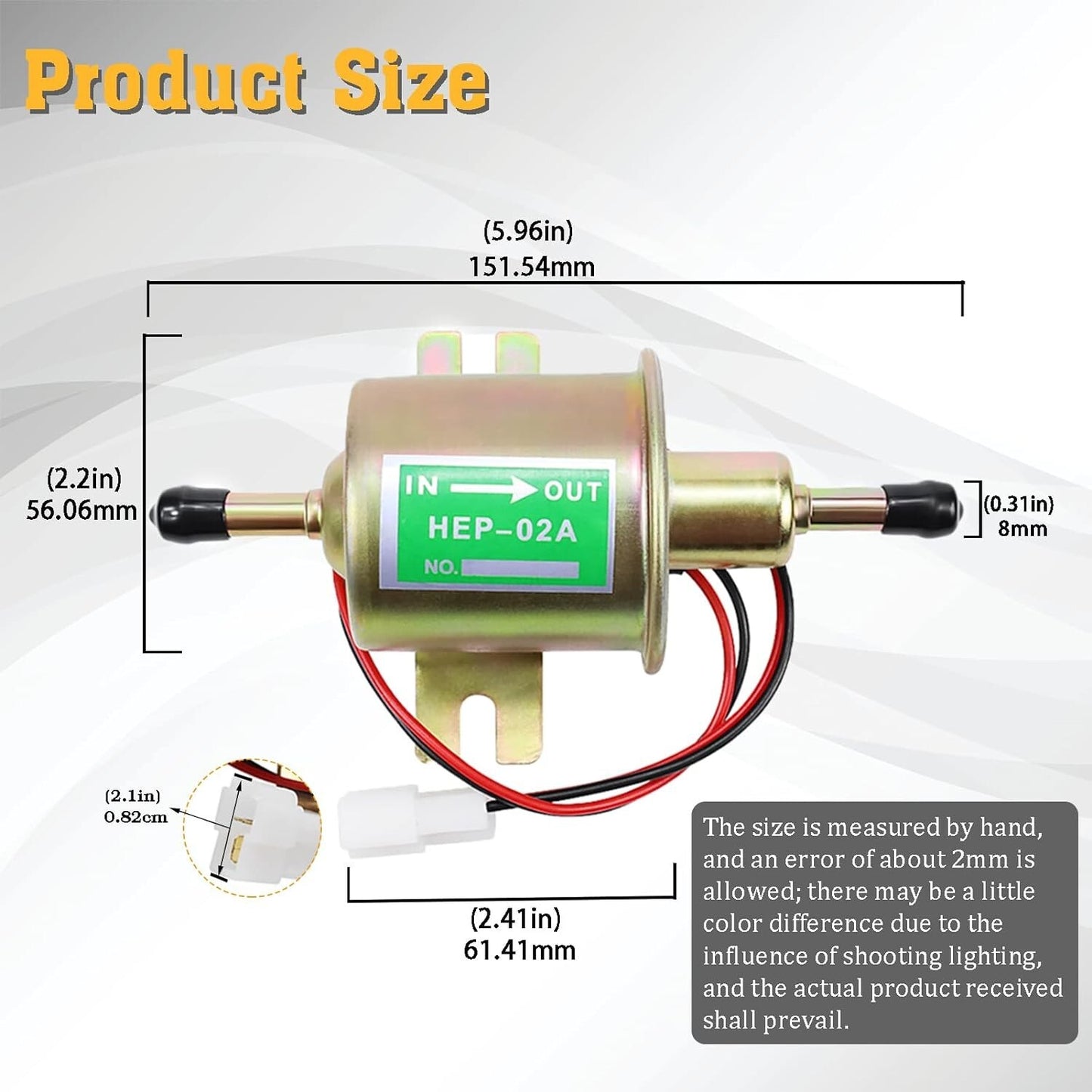 12V Fuel Pump for Carburetor Lawn Mower Gas Diesel Engine 2.5-4psi HEP-02A