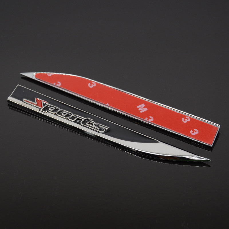 2 Pcs Car Suv Metal Dagger Fender Emblem Sticker Badge Decal Racing Sports