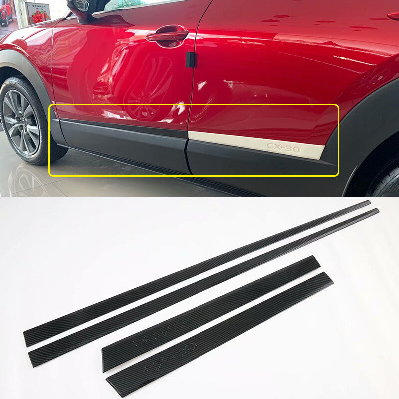 for Mazda CX-30 2020-2022 Carbon Fiber Side Door Body Molding Cover Trim Guard