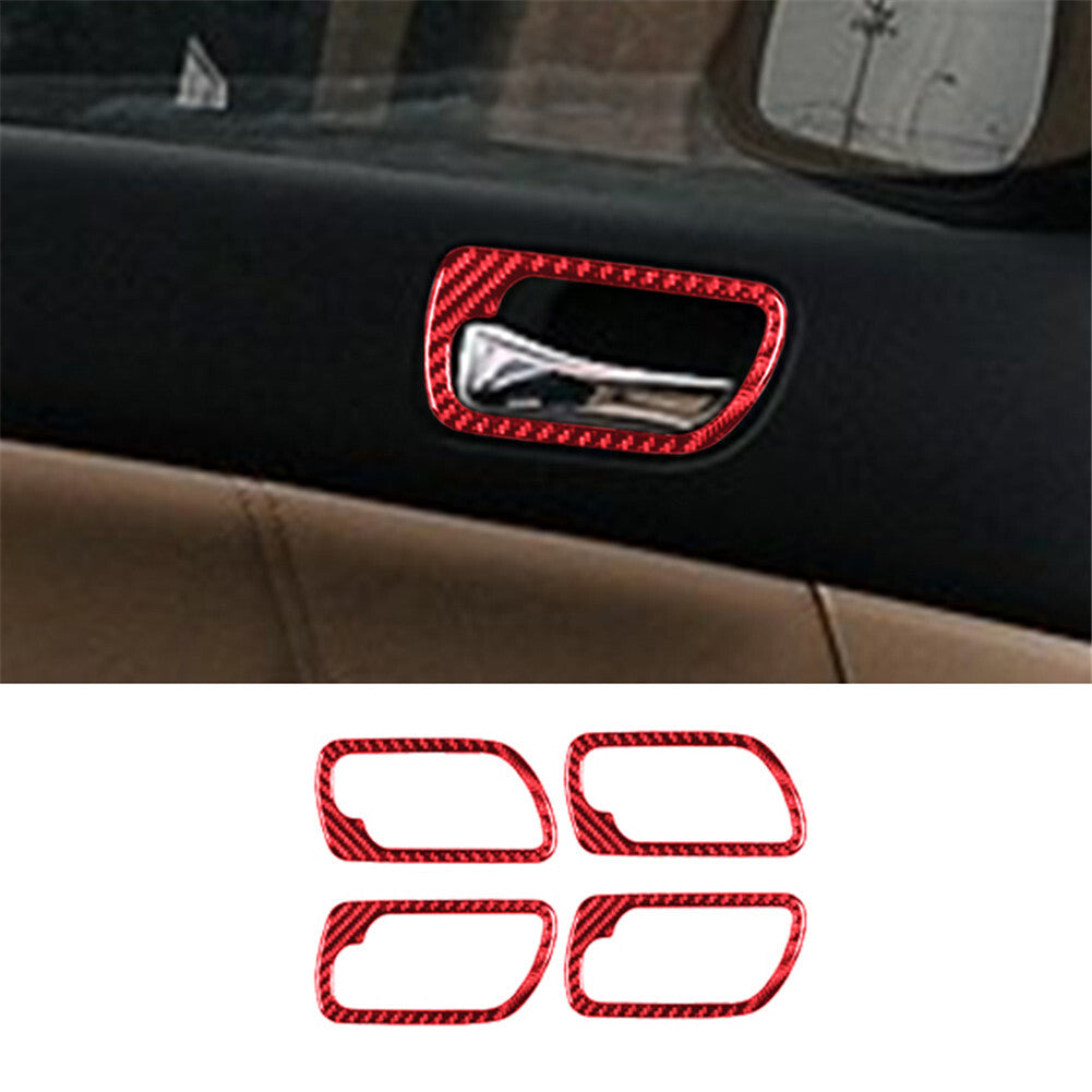 4Pcs Red Carbon Fiber Door's Handle Trim Cover for Honda Accord Sedan 2003-2007