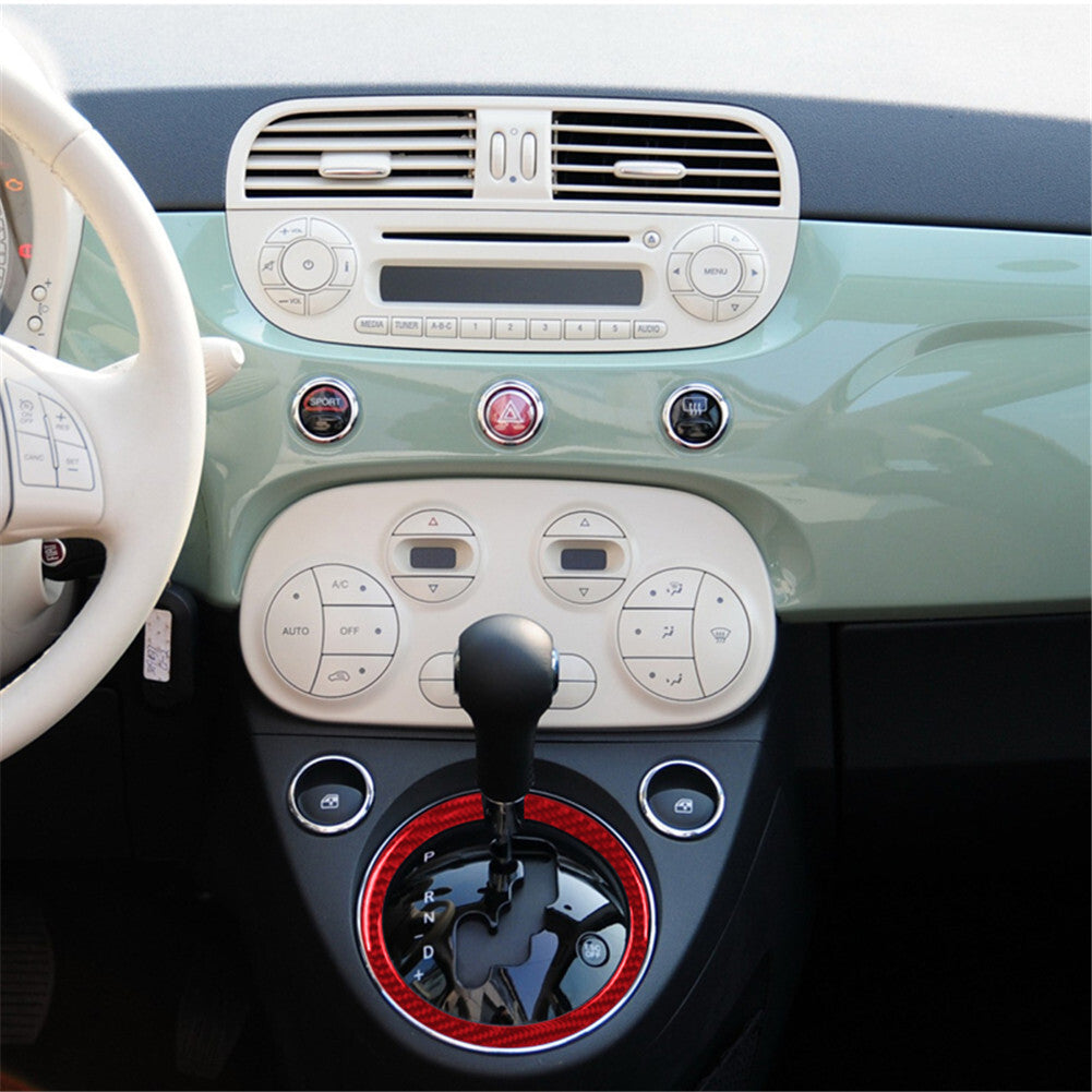 Red carbon fiber automatic gearshift trim for 2012-2015 for Fiat 500