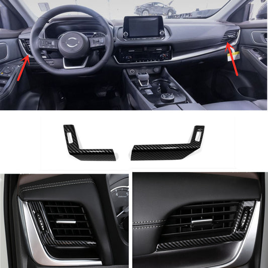 Carbon fiber trim for dashboard ventilator caps suitable for 2021-2023 for Nissan Rogue