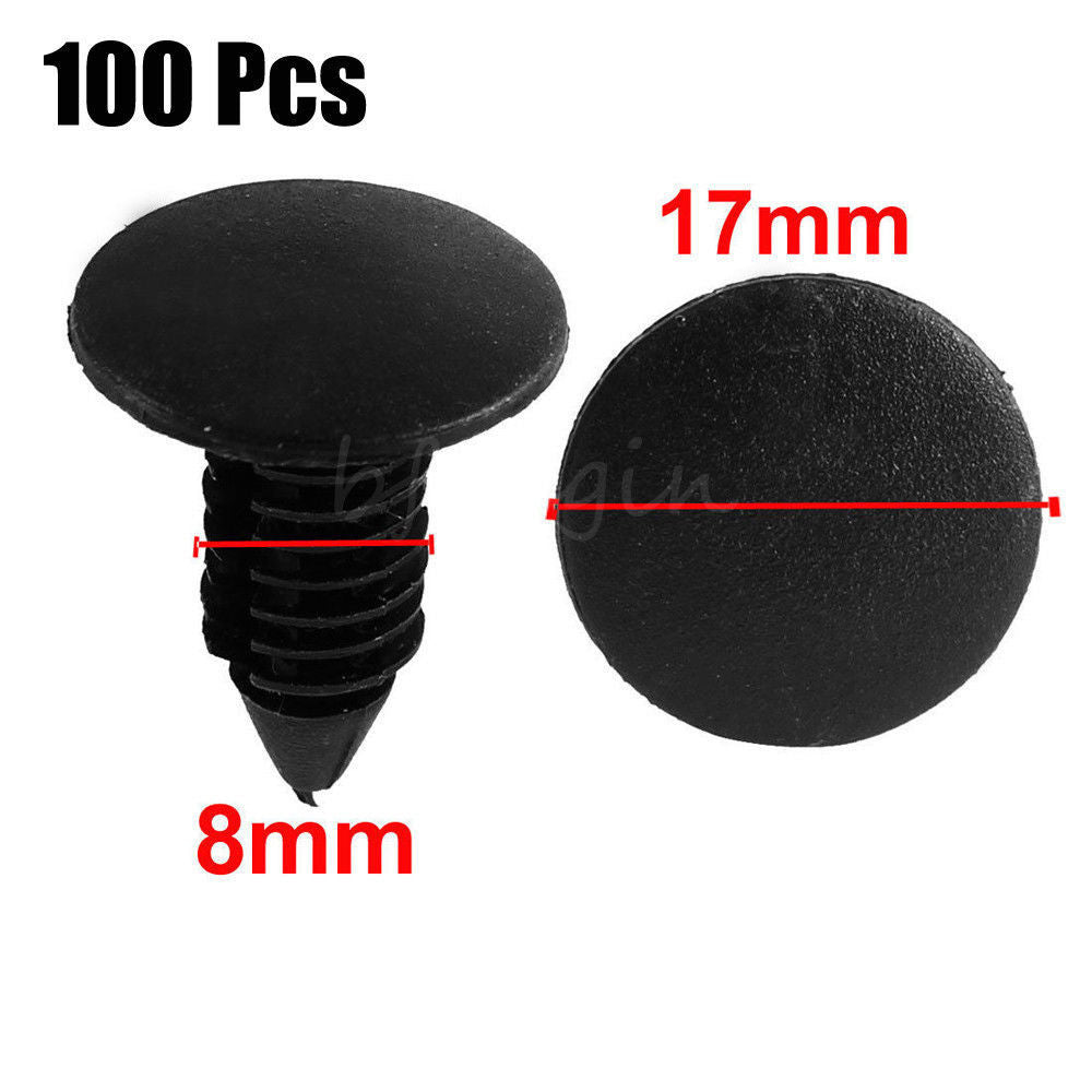 100-piece clamp for hole plastic rivet holders, mudguards, anti-collision fasteners, 8mm