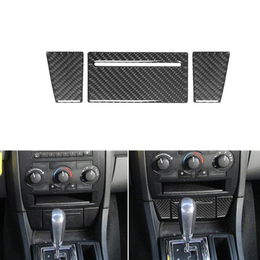 3Pcs Carbon Fiber Below Radio W/O Heated for Seat & Ashtray Cover for Chrysler 300